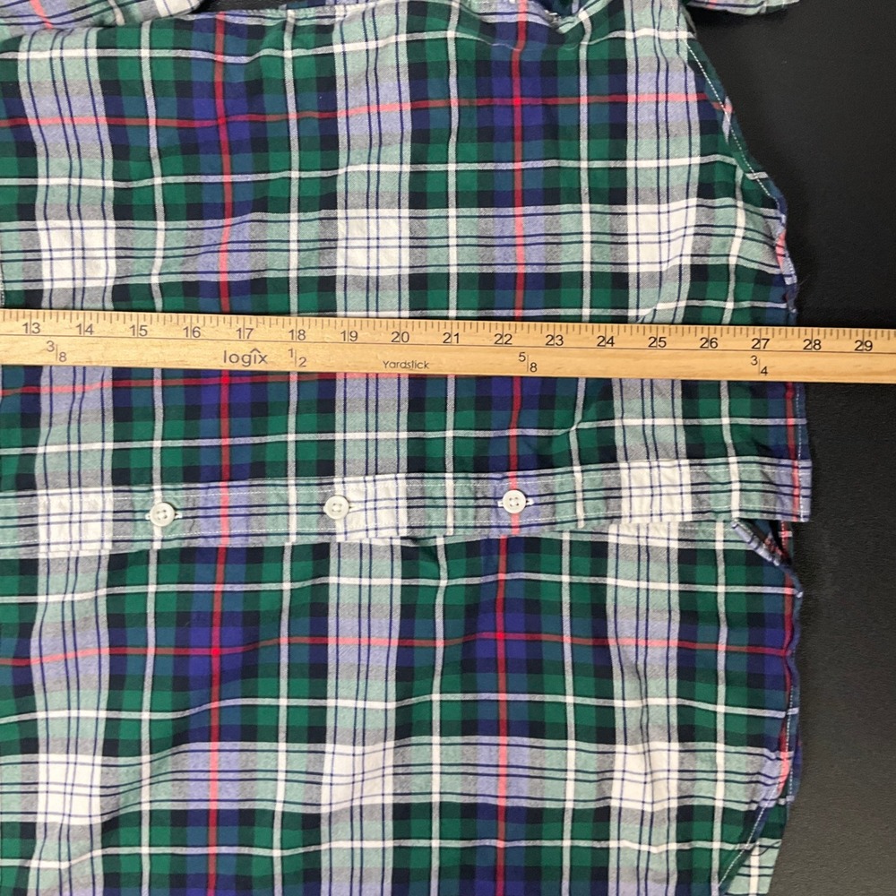 J.Crew Oxford Shirt Mens Sz L Green Cotton Slim Fit Tartan Plaid Button Down - Picture 7 of 8
